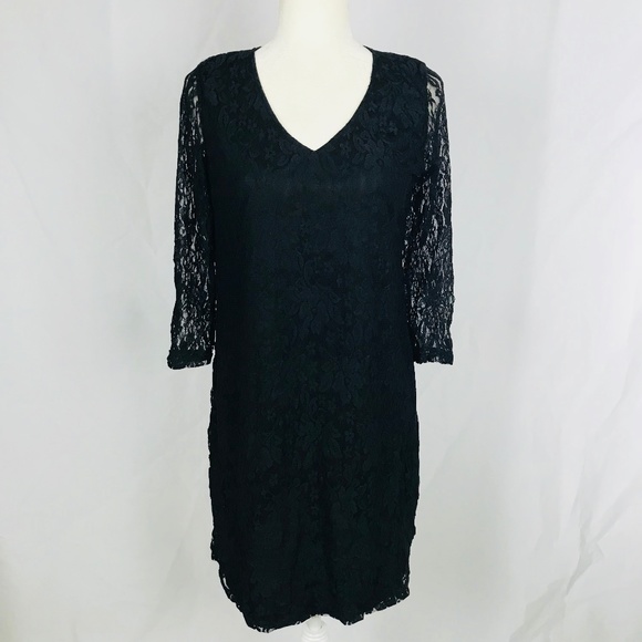 MaCherie Black Lace 3/4 Sleeve Maternity Dress - Picture 2 of 8